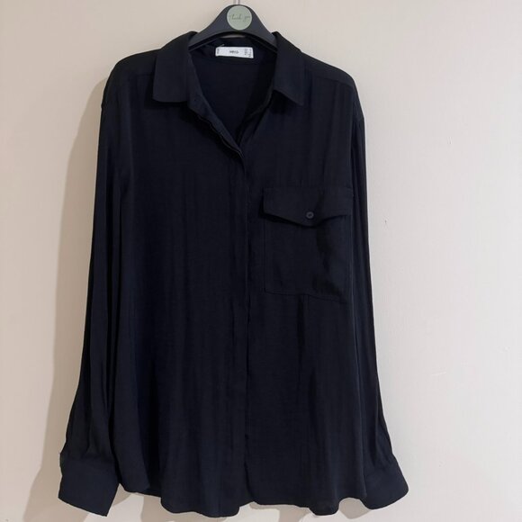[Mango] Black Flowy Shirt - Size M - Picture 1 of 4